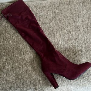 Womens Burgundy Thigh High Suede Boots. New-Never Worn. Size 9